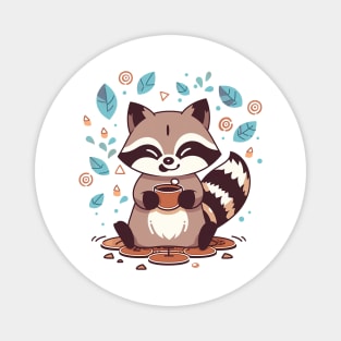 raccoon love coffe Magnet